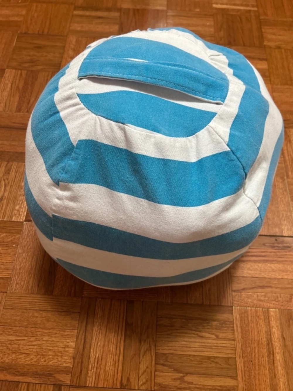 Bean Bag Stuffed Animal Storage Toy Organizer Stripe Canvas Filled With 15 Toys
